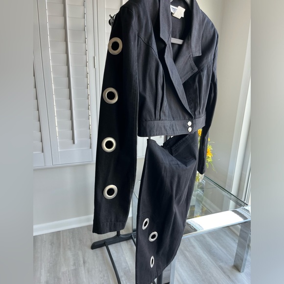 YOUNG EDWARDIAN Rare Vintage Black Two Piece Set Bolero Jacket/Skirt Size 9 - Picture 2 of 10